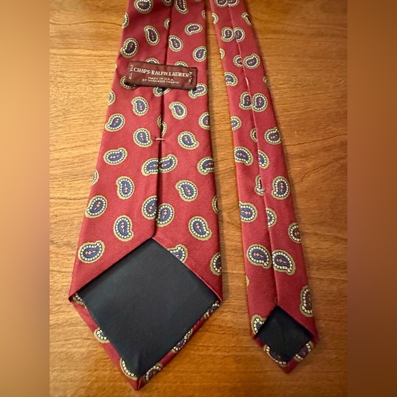 Vintage Chaps Ralph Lauren 56” Silk Paisley Tie – Burgundy Navy - Picture 3 of 3